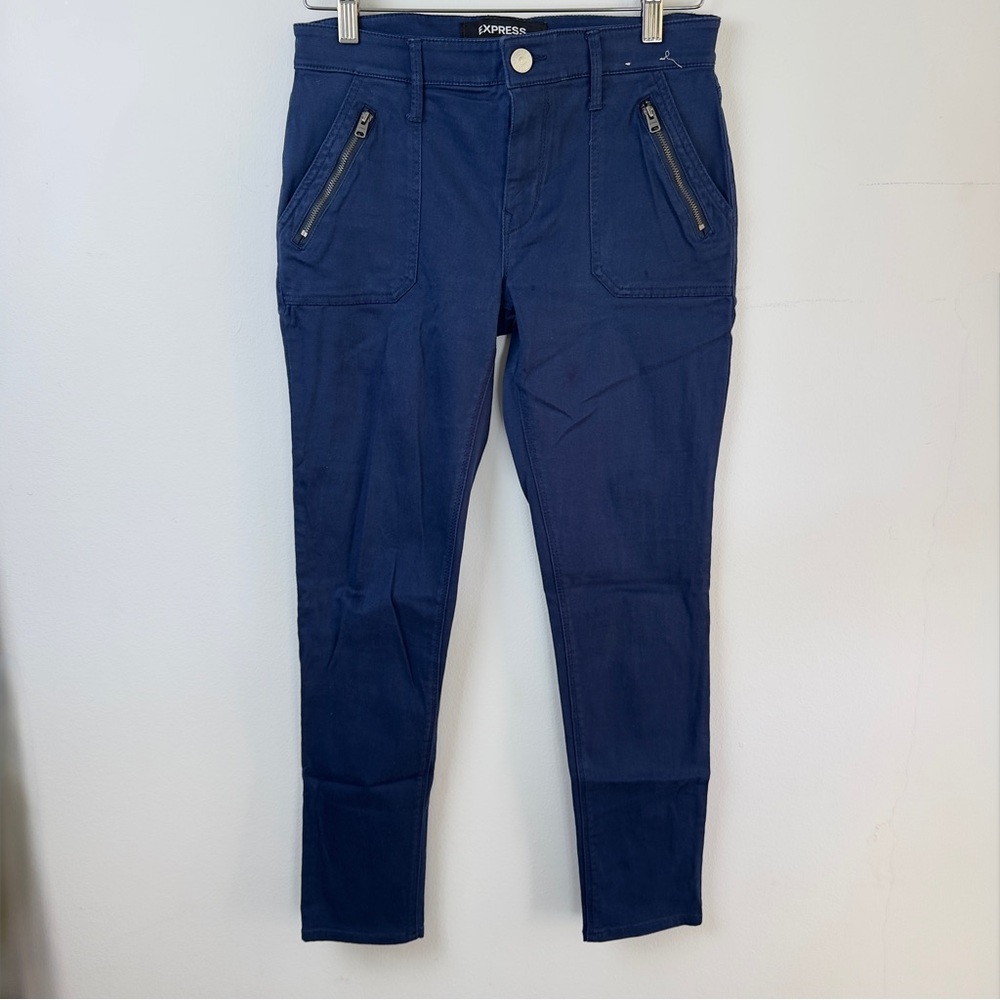 Express Navy Zippered Pants Ankle Legging Midrise Super Soft Denim